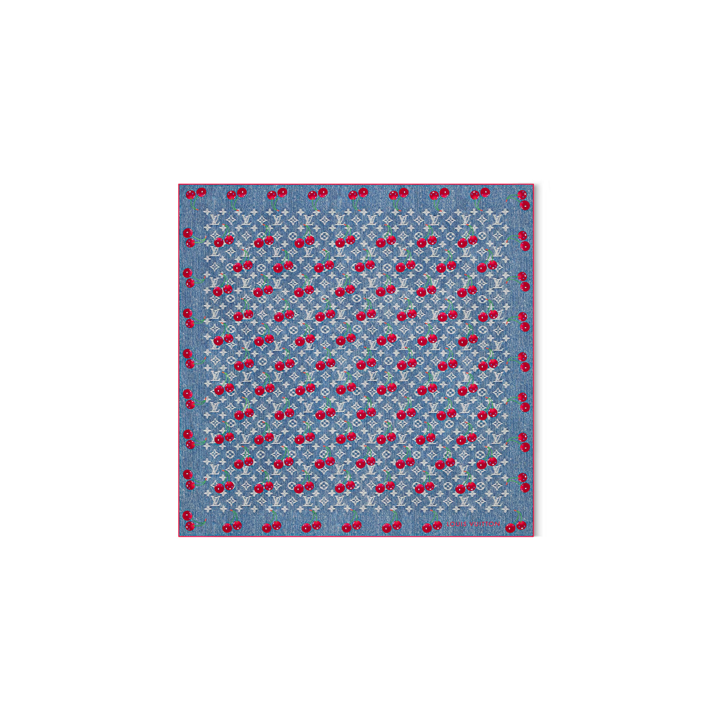 LOUIS VUITTON SCARF MURAKAMI LV X TM DENIM CERISE SQUARE 90 M96389 (90*90cm)